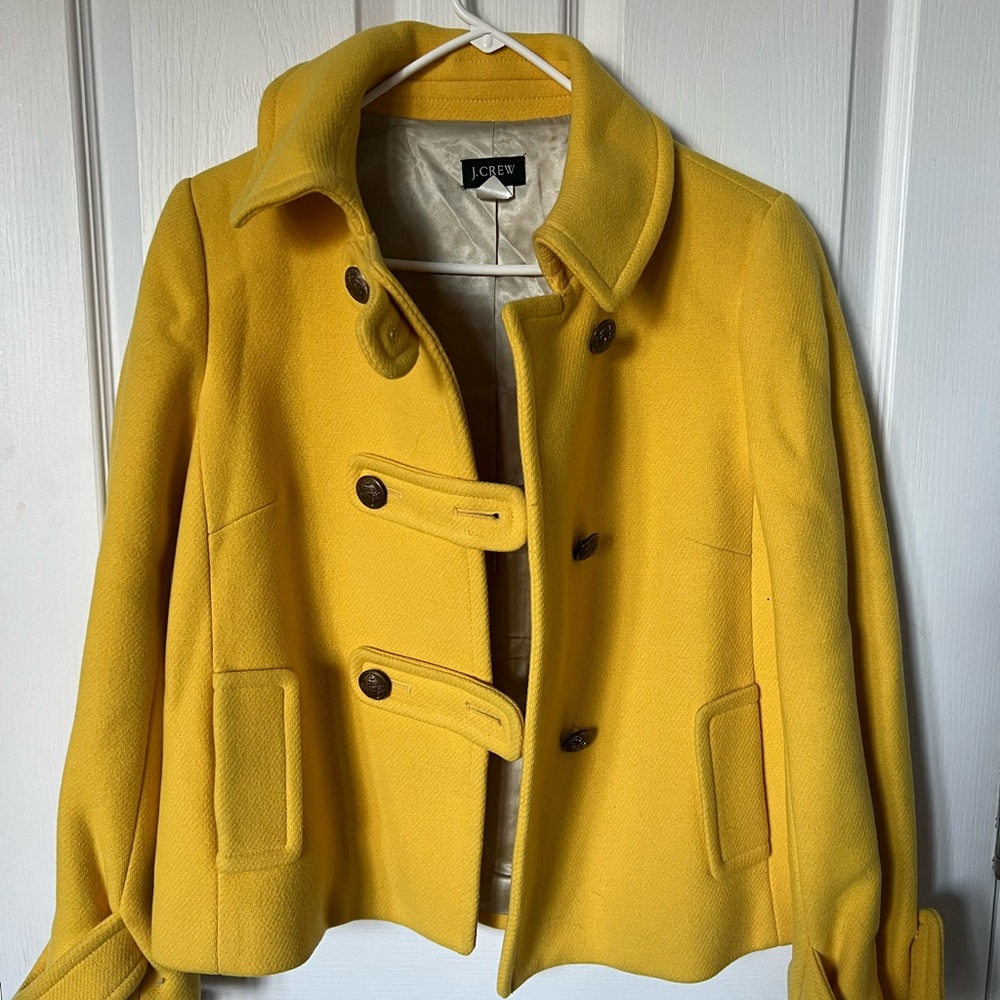 J. Crew Yellow Pea Coat Wool Blend